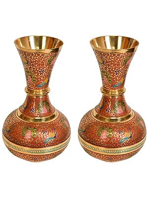 Pair of Decorated Flower Vase