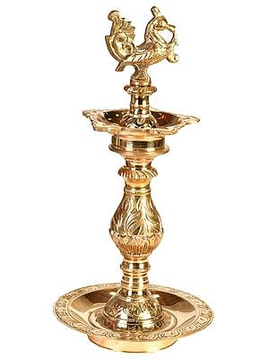 12" Superfine Mayur Lamp in Brass | Handmade | Made in India