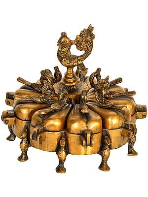 5" Ritual Peacock Box In Brass | Handmade | Made In India