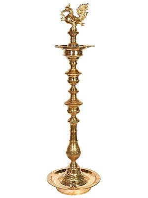 43" Large Size Mayur Lamp In Brass | Handmade | Made In India
