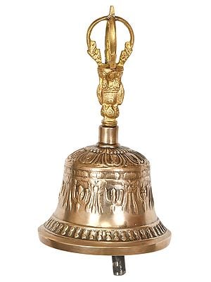 Tibetan Buddhist Ritual Bell with Double Dorje Handle