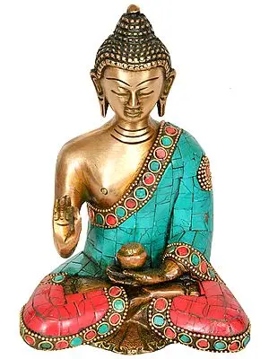 6" Tibetan Buddhist Deity Buddha in Vitark Mudra in Brass | Handmade | Made In India