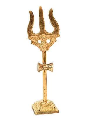 4" Shiva's Trident (Small Statue) In Brass | Handmade | Made In India