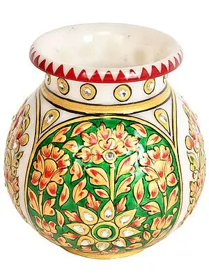 Decorated Marble Kalash (Pot)