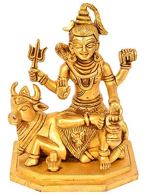 5" Lord Shiva Seated on Nandi With Shiva Linga In Brass | Handmade | Made In India