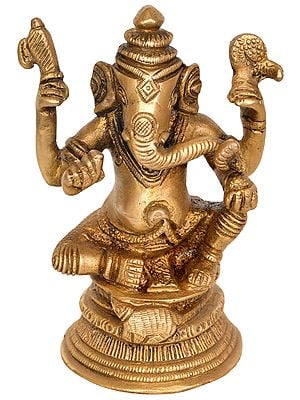 4" Shri Ganesha Brass Sculpture | Handmade | Made in India