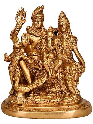 6" Shiva Family Idols In Brass | Handmade | Made In India