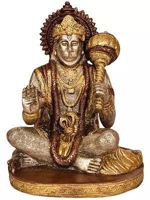 7" Lord Hanuman Granting Abhaya In Brass | Handmade | Made In India