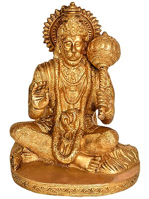 7" Lord Hanuman Granting Abhaya In Brass | Handmade | Made In India