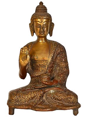 6" Blessing Buddha In Brass | Handmade | Made In India