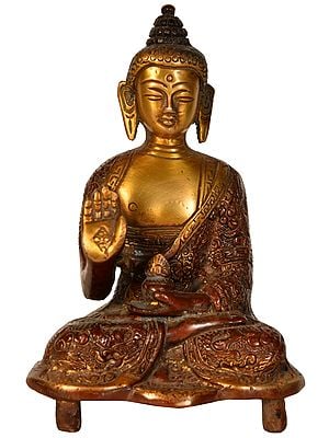 5" Buddha Granting Abhaya In Brass | Handmade | Made In India