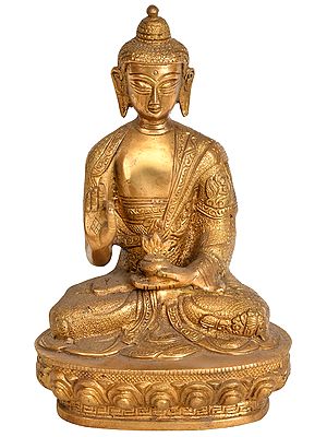 8" Tibetan Buddhist Lord Buddha in Preaching Mudra In Brass | Handmade | Made In India