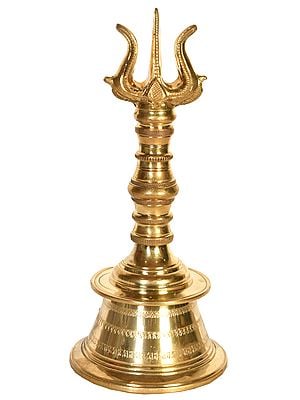 10" Large Size Hand-Held Bell In Brass | Handmade | Made In India