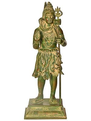 13" Standing Lord Shiva Granting Abhaya In Brass | Handmade | Made In India