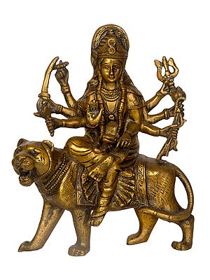 8" Goddess Durga In Brass | Handmade | Made In India