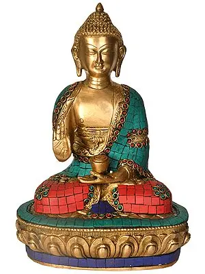 9" Tibetan Buddhist Deity Preaching Buddha In Brass | Handmade | Made In India