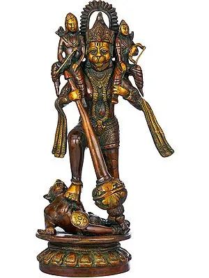 13" Hanumanji Saving Rama Lakshman from Mahiravan In Brass | Handmade | Made In India