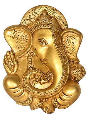 10" Bhagawan Ganesha Wall Hanging (Flat Statue) In Brass | Handmade | Made In India