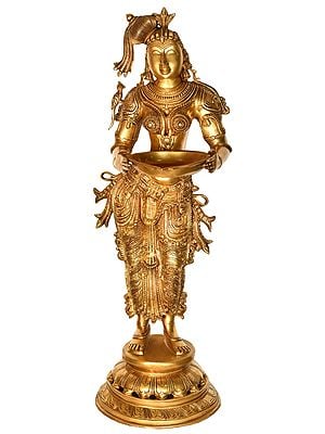 37" Large Size Deepalakshmi In Brass | Handmade | Made In India