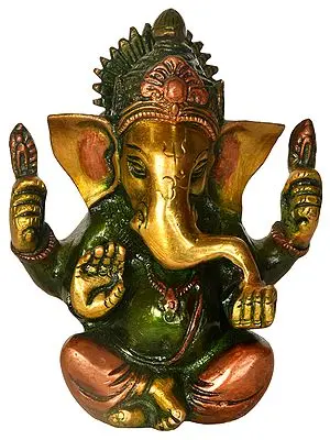 4" Blessing Ganesha in Brass | Handmade | Made In India