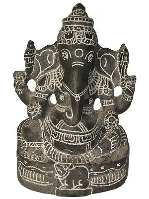 Chaturbhuj Ganesha Hard Granite Stone Statue - Crafted in Mahabalipuram