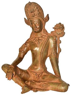 10" Tibetan Buddhist Deity Avalokiteshvara Brass Sculpture | Handmade | Made in India