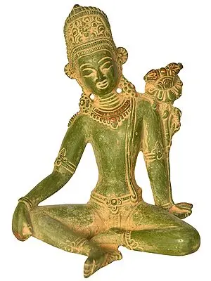 5" Tibetan Buddhist Deity Avalokiteshvara In Brass | Handmade | Made In India