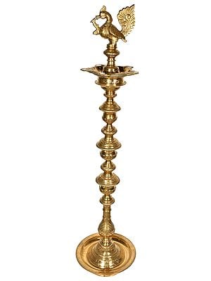 56" Large Size Mayura Lamp in Brass | Handmade | Made in India