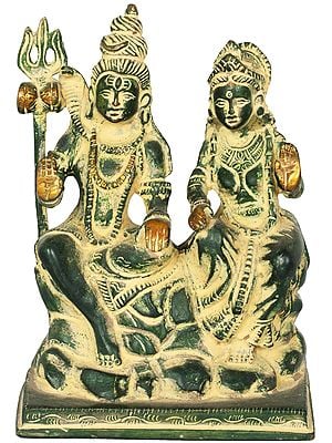 5" Small Lord Shiva Goddess Parvati Sculpture in Brass