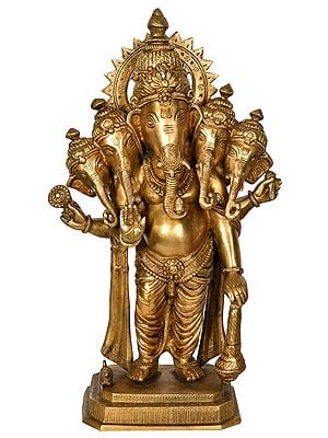 17" Five Headed Ganesha In Brass | Handmade | Made In India