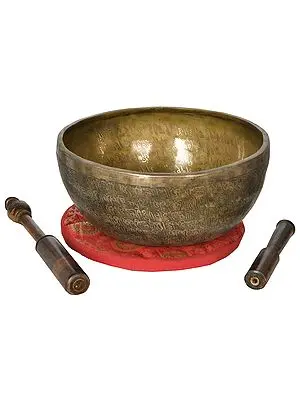 Superfine Singing Bowl with Tibetan Buddhist Deity Manjushri Image (Made in Nepal)