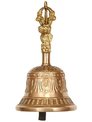 Tibetan Buddhist Ritual Bell with Double Dorje Handle