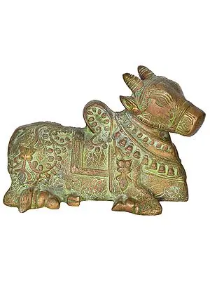 4" Nandi - The Vahana of Shiva In Brass | Handmade | Made In India
