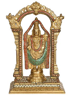 12" Lord Venkateshvara as Balaji at Tirupati In Brass | Handmade | Made In India