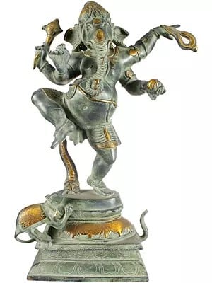 19" Dancing Ganesha In Brass | Handmade | Made In India