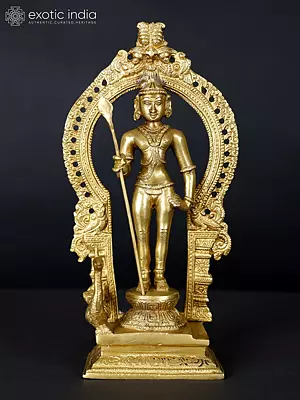 9" Kumara Karttikeya Brass Sculpture | Handmade | Made in India