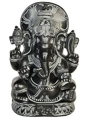 Lord Ganesha Kadappa Stone Statue from Mahabalipuram