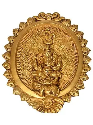 8" OM (AUM) Ganesha Wall Hanging In Brass | Handmade | Made In India