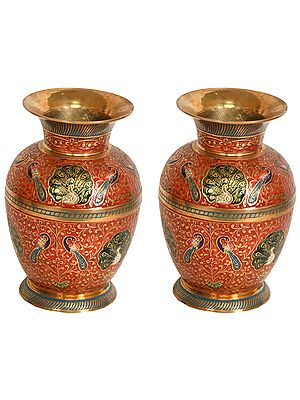Pair of Peacock Vase