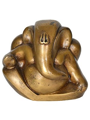 4" Stylized Ganesha Idol In Brass | Handmade | Made In India