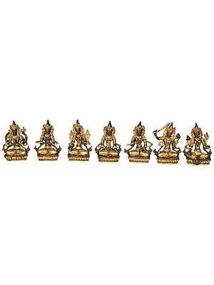 5" Set of Seven Tibetan Buddhist Bodhisattva Deities In Brass | Handmade | Made In India