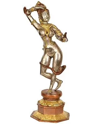 15" Khajuraho Lady In Brass | Handmade | Made In India