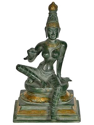 8" Seated Uma (Goddess Parvati) In Brass | Handmade | Made In India