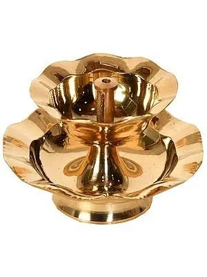 2" Wick Puja Lamp In Brass | Handmade | Made In India