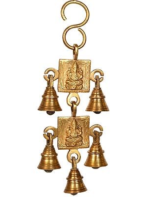 9" Ganesha Hanging Bells In Brass | Handmade | Made In India