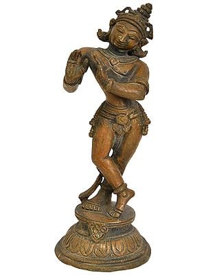 5" Krishna Idol In Brass | Handmade | Made In India