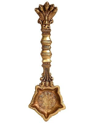 8" Handheld Patanjali Aarti Lamp In Brass | Handmade | Made In India