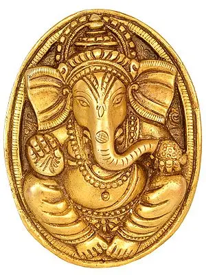 4" Lord Ganesha Wall Hanging Plate in Brass | Handmade | Made In India