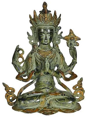 Avalokiteshvara Tara Buddha 36 cm 3,8 Kilo Messing Nepal Chenrezig Chen Rezig 