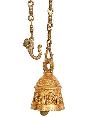 5" Ganesha Temple Ceiling Bell In Brass | Handmade | Made In India